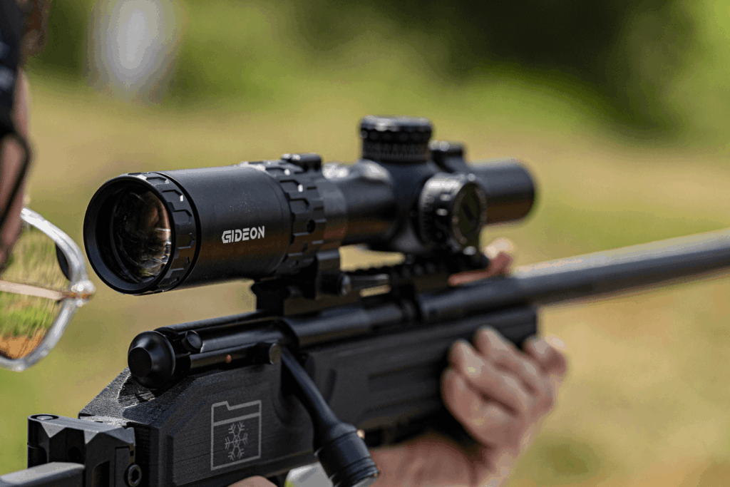 close up of a Gideon Optics LPVO mounted to a firearm