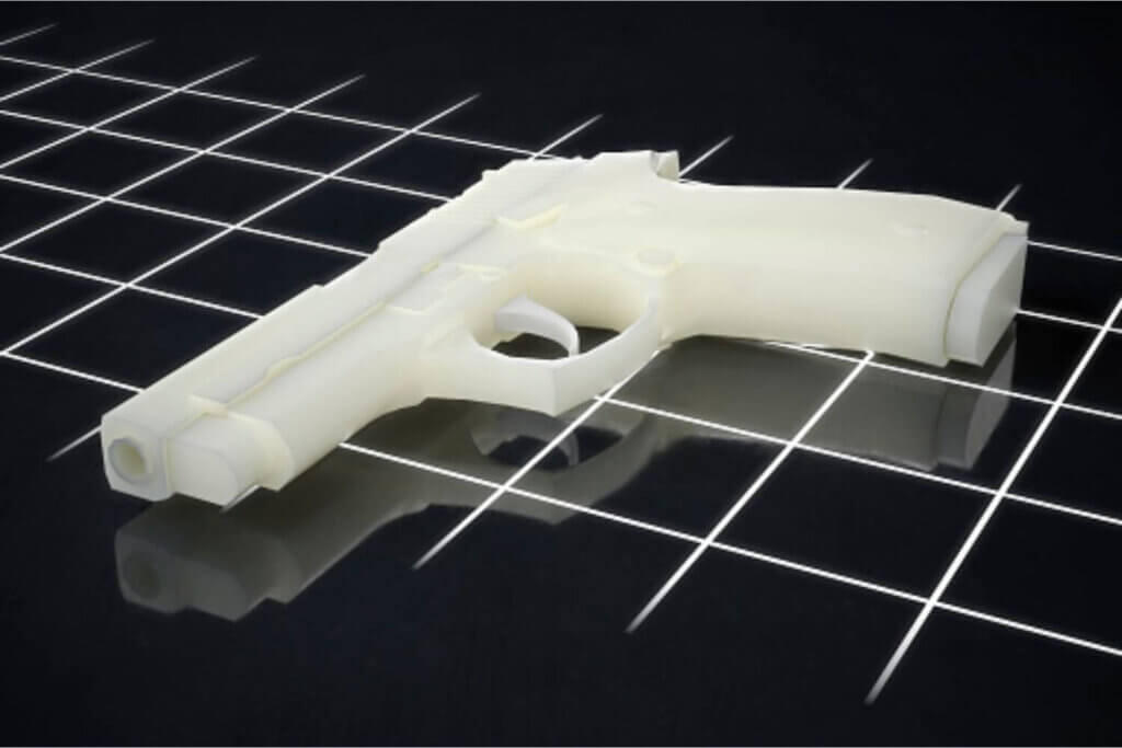 3D rendering of a 3D printed pistol