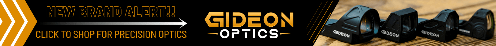 Banner announcing the arrival of gideon optics to JSD Supply's store