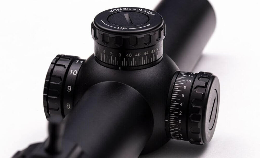 Top view Gideon Optics LPVO Optic dials