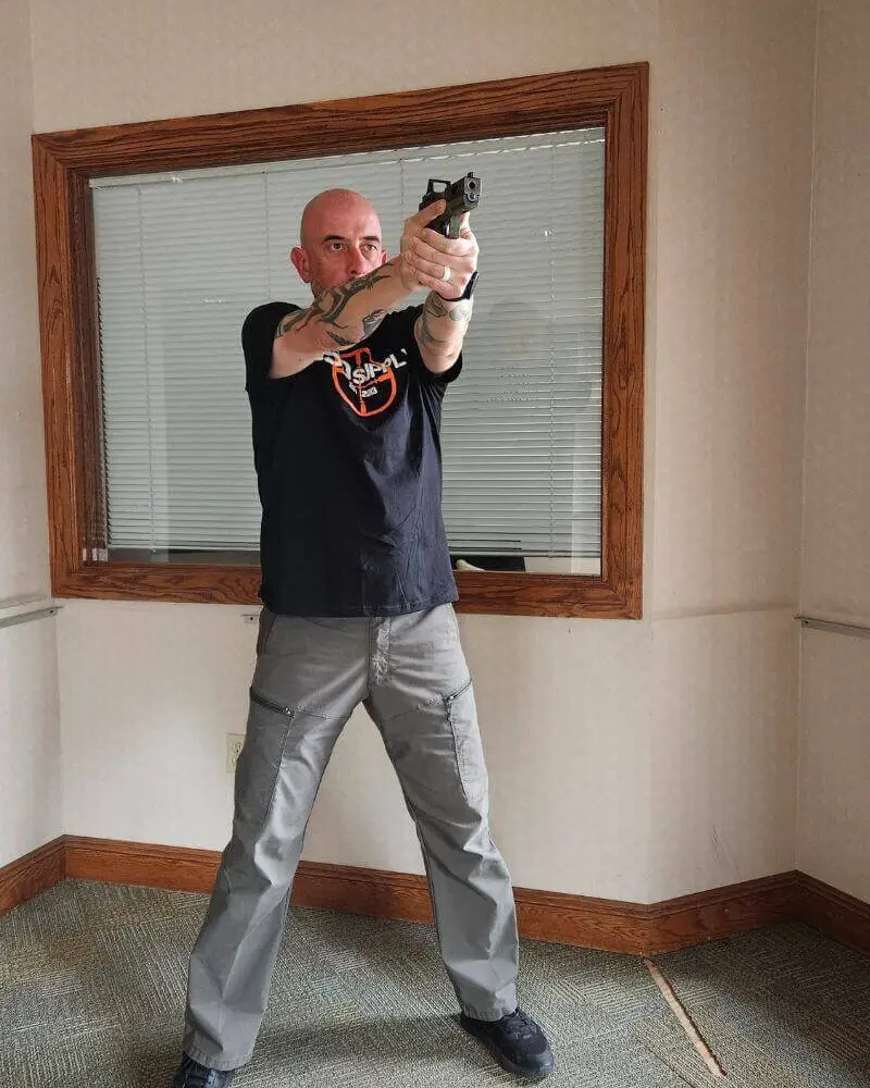 image-10 - Premier Gun Parts And Accessories | JSD Supply Demonstration of isosceles shooting stance