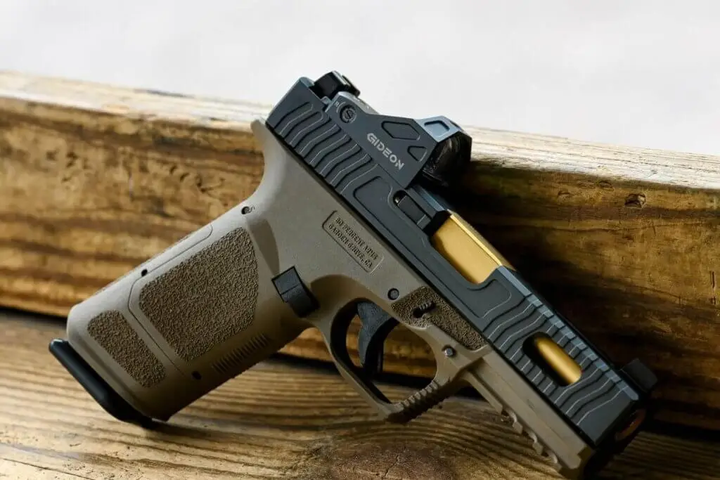Gideon Optics red dot sight mounted to a custom built pistol
