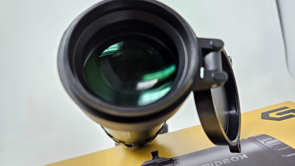 Close up of lens on Gideon Optics Guardian 1-8x24 FFP