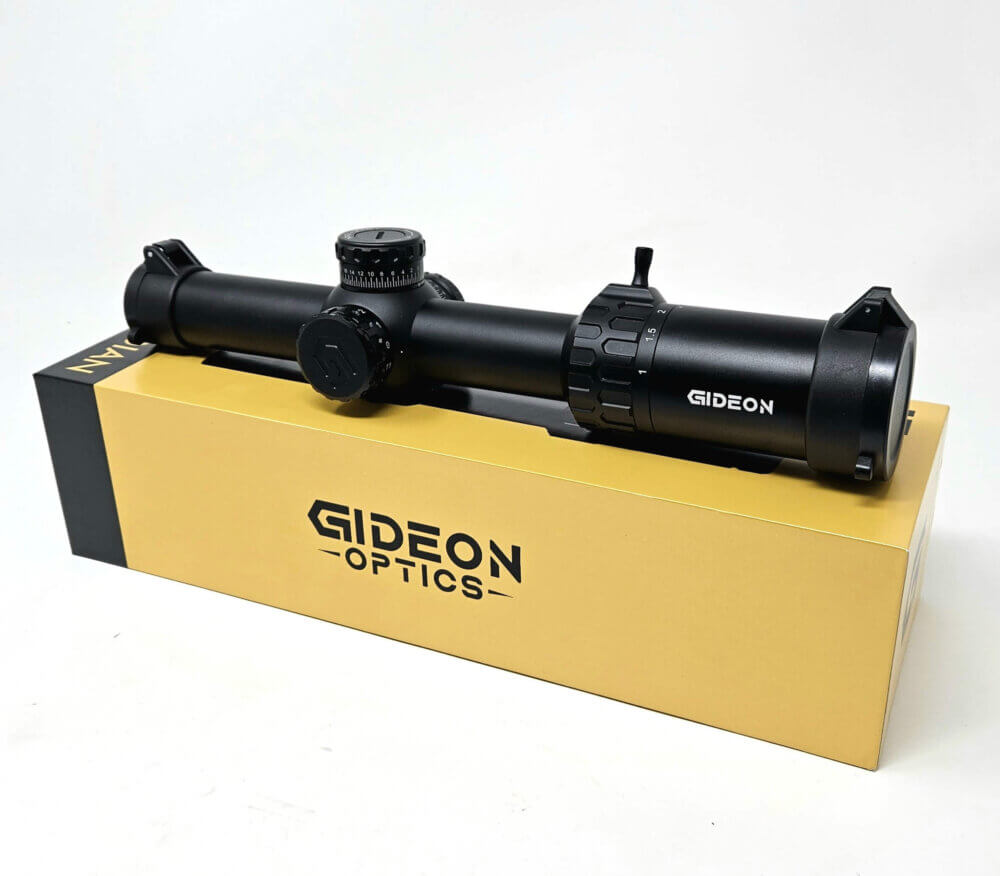 Gideon Optics Guardian 1-8x24 FFP on branded box