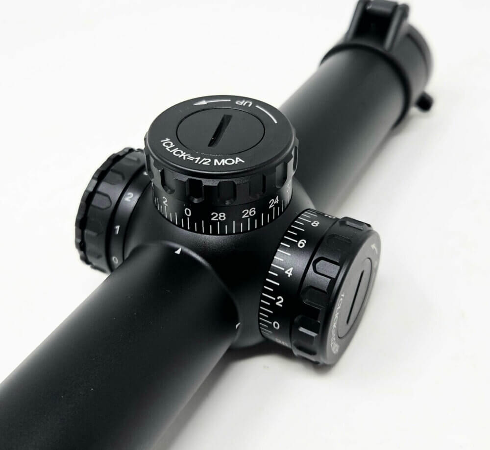 Close up of MOA dial on Gideon Optics Guardian 1-8x SFP