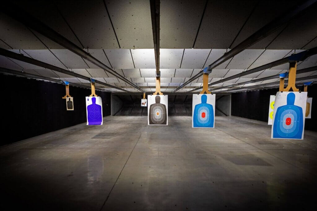 Multiple shooting targets at an indoor gun range