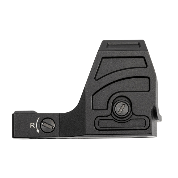 732216491-gideon-optics-storm-red-dot-side-view-showing-dials - JSD Supply | Premier Gun Parts And Accessories Side view of Gideon Optics Storm red dot sight showing battery compartment and adjustment dials