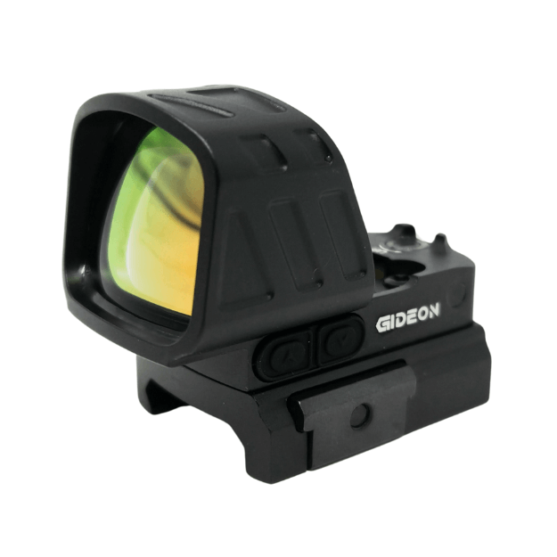 Front angled view showing Gideon Optics Judge XL red dot lens